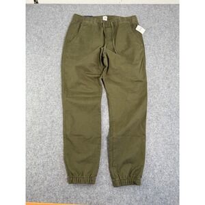 GAP Essential Jogger Pants Men Olive Green Size S Slim Fit Elastic Waist